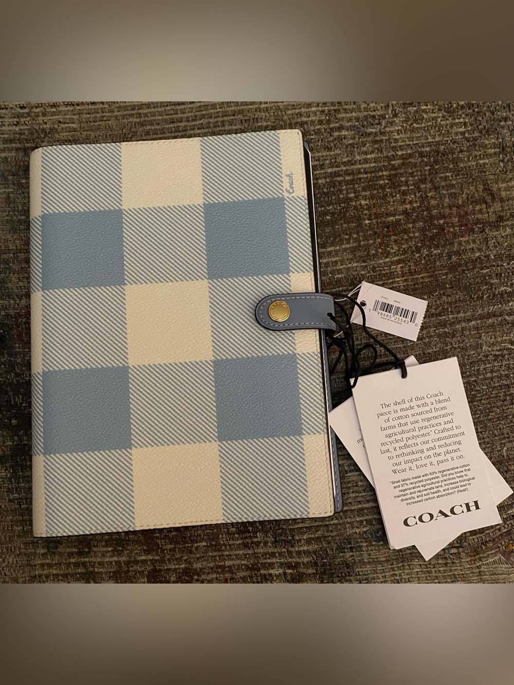 Coach Blue and White Notebook.